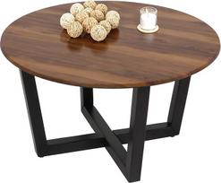 Mendler HWC-M61 Kavos staliukas Sofos staliukas Medžio masyvo HPL laminatas Melaminas Skersmuo 80 cm Šešamo medžio efektas Tamsus rėmas