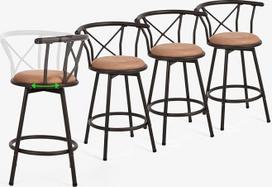 MEUBLE COSY 4 baro kėdžių rinkinys Sėdynės aukštis 63 cm Pasukama pramoninio stiliaus su paminkštinta atrama kojoms, atlošu ir pagalvėle