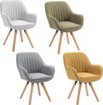MEUBLE COSY Sukamosios valgomojo kėdės, 4 kėdės, virtuvės kėdės, minkštos kėdės, sukamosios kėdės su porankiu, fotelis, makiažo kėdė, pagamintos iš audinio, medžio masyvo kojos valgomajam, svetainei, gyvenamajam kambariui