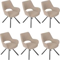 MEUBLE COSY valgomojo kėdės, 6 komplektas, virtuvės kėdės, minkštos kėdės su porankiais, medžiaginė sėdynė, metalinės kojos, smėlio spalvos, 58,5 x 59 x 81 cm