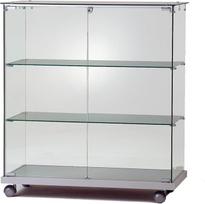 MHN Pusės aukščio stiklinė vitrina be rėmo D 40 x Š 80 x V 90 cm Plati prekystalio vitrina Stiklas Užrakinama plokščia aliuminio stiklo vitrina be apšvietimo
