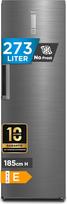 Midea MDRU385MTE46 Šaldiklis/šaldytuvas/273L/185 cm aukščio/NoFrost/Lanksti šaldytuvo ir šaldiklio funkcija/Super Cool/Dideli skyriai/Nulinis tarpas/Lengvai atidaroma rankena/keičiami durų vyriai/Nerūdijančio plieno