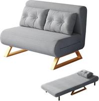 Miegamoji kėdė su lovos funkcija, sofa-lova su 5 lygių reguliuojamu atlošu, sulankstoma sofa svetainei, miegamajam, mažam butui (pilka)