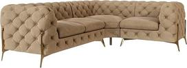Milton kampinė sofa 4 vietų kampinė sofa Dešinė Česterfildo kampinė sofa Svetainės poilsio sofa su auksinėmis metalinėmis kojelėmis Laisvai pastatomi baldai Minkštasuoliai ir sofos Smėlio spalvos 262 x 200