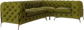 Milton kampinė sofa 4 vietų kampinė sofa Dešinioji Česterfildo kampinė sofa su auksinėmis metalinėmis kojelėmis Svetainės sofos baldai Laisvai pastatoma pagalvėlė Sofos ir sofos Alyvuogių žalia 262 x 200 x 73 cm