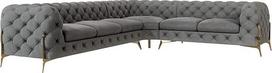 Milton kampinė sofa 6 asmenų kampinė sofa Dešinysis Chesterfieldo kampinė sofa Svetainės poilsio sofa su chromuotomis kojelėmis Baldai Laisvai pastatomos pagalvėlės Sofos ir sofos Pilka 323 x 73 x