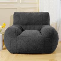 Milžiniškas Bean Bag kėdė, Lambswool Bean Bag kėdė suaugusiems, Minkštas Bean Bag didelio tankio putų užpildytas, pilka Patogus Been Bag miegamasis, žaidimų kambarys