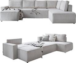 MIUFORM "Brave Dave" su lovos dėže, 8 vietų sofa, U formos dešinė, 322 x 194 x 89 cm sofa, sulankstoma sofa su miego funkcija (smėlio spalvos)