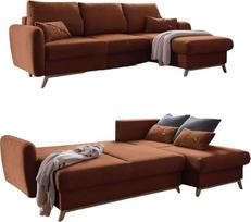 MIUFORM kampinė sofa su miego funkcija ir lovos dėže - "Scandic Lagom Living Landscape" su miego funkcija L formos sofa "Living Landscape" L formos sofa su miego funkcija (plytų raudona, dešinė)
