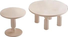Moderner weißer Couchtisch, Set mit 2 runden Nisttischen für Wohnzimmer, Café, Büro und Balkon, stilvolle Mitteltisch-Möbel für Heimdekoration