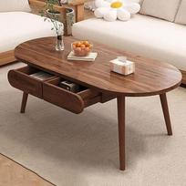 Modernus kavos staliukas Svetainės staliukas Medinis kavos staliukas Sofos staliukas su stalčiumi Ovalaus dizaino kavos staliukas Rustic Side Table for Bedroom Balcony Office 80x55x45cm (1 stalčius) (Spalva : Br
