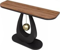 Modernus konsolinis stalas, prieškambario, siauras stalas su rutuliniu akcentu, minimalistinis įėjimo arba svetainės stalas biurui ar namams (Peachwood Black, 39,3 colio/100 cm)