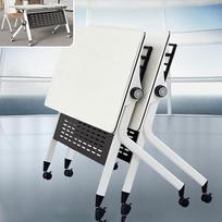 Modernus stačiakampis medinis konferencijų stalas su atlenkiamu dangčiu Mobilus mokymų stalas biuro posėdžių salėje (2 vnt., 180 x 60 x 75 cm)