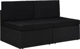 Modulares Mittelsofa aus PE Rattan Schwarz Garten Lounge Set 2-TLG. Gartenmöbel Poly Rattan lauko sofa