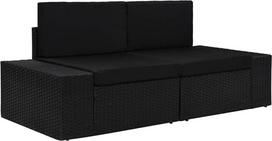 Modulares Mittelsofa aus PE Rattan Schwarz Garten Lounge Set 2-TLG. Gartenmöbel Poly Rattan lauko sofa
