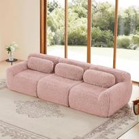 Modulinė 3-vietė sofa be kaulų, suspausta sofa, pagaminta iš pliušinio audinio, neremontuojama, su neslystančiu pagrindu, laisvai derinama, skirta svetainei, poilsio zonoms, 291 x 104 x 73 cm (rožinė)