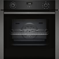 NEFF B1ACE2AG3, N50, orkaitė, pagaminta Vokietijoje, LCD ekranas, 3D karštas oras, "CircoTherm", švelnus uždarymas ir švelnus atidarymas, lengvas valymas, užraktas nuo vaikų, greitasis kaitinimas, 60 x 60 cm, grafitinės pilkos spalvos