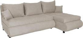 NELA Kampinė sofa su miego funkcija ir lovos dėže, sofa su 3 sėdimomis vietomis ir tvirtu užvalkalu, L formos universali sofa-lova, moderni sofa, 199 x 143 x 80 cm (Premium audinys, kreminės spalvos)