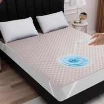 Neperšlampamas čiužinio užvalkalas su 4 elastingais kampais, neperšlampamas čiužinio užvalkalas, dygsniuotas paviršius, kvėpuojantis, 180 x 200 cm, pilkas