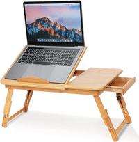 Nešiojamojo kompiuterio lovos stalas, 1 gabalas Reguliuojama bambuko lentyna Bendrabučio lova Lap Desk Dvi gėlės Knygų skaitymo dėklo stovas lovos sofai 50×30×20cm