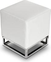 NEUERRAUM Bauhaus Cube Leather Stool, natūralios odos taburetė, šoninė taburetė, kojų taburetė, 37 x 37 cm, sėdynės aukštis 45 cm, baltos odos iliustracija