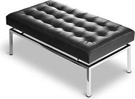 NEUERRAUM mažas juodas odinis suoliukas Ilgis 109 cm Sėdynės aukštis 44 cm