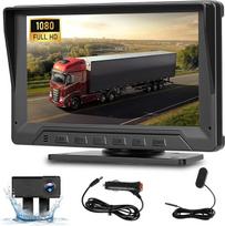 NHOPEEW 7 colių automobilio atbulinės eigos kameros rinkinys su monitoriumi, 1080P vandeniui atspari plataus kampo traktoriaus atbulinės eigos kameros sistema su radaru ir parkavimo pagalbos linijomis automobiliams, furgonams, sunkvežimiams