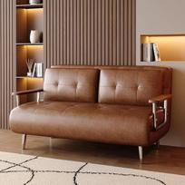 Odinės išvaizdos sofa lova, moderni dvivietė sofa su miego funkcija, sofa lova su sulankstomu čiužiniu, sulankstoma sofa, universali svetainei, miegamajam ir mažiems kambariams, ruda (150 cm)