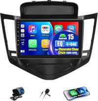 OiLiehu 4G+64G Android 15 Doppel Din Radio CarPlay Android Auto für Chevrolet Chevy Cruze 2009-2015 Autoradio Mit Bildschirm 9 Zoll mit Mirror Link Bluetooth FM RDS GPS WiFi SWC EQ Rückfahrkamera
