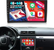 OiLiehu 4G + 64G 8 branduolių Qualcomm Snapdragon Android 15 Radijas Audi A4 (B6/B7) S4 RS4 8E 2000-2009 Dvigubas DIN CarPlay Android automobilinis radijas su ekranu 9 colių su Bluetooth FM RDS GPS WiFi SWC DSP/EQ