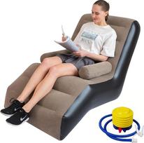 Oro sofa, stovyklavimo sofa su kojūgaliais, nešiojama pripučiama sofa, pripučiama kėdė, baseino kėdė, oro poilsio kambarys, pupų maišas lauke, skirta stovyklavimui, namams (1, S Grey, 1 asmuo)