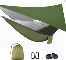 OTraki Lauko hamakas su brezentiniu tinkleliu nuo uodų, 290 x 140 cm, itin lengvas kelionių, stovyklavimo, hamakų, 200 kg keliamoji galia, skirtas žygiams, kelionėms, sodui, terasai