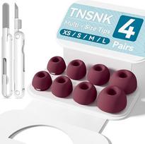 Pakaitiniai ausų kištukai "Airpods" 2/1 kartos ausinėms su valymo rinkiniu ir laikymo dėžute (B13 - XS/S/M/L (Vermil))