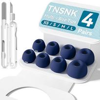 Pakaitiniai ausų kištukai "Airpods" 2/1 kartos ausinėms su valymo rinkiniu ir laikymo dėžute (B6 - XS/S/M/L (Navy)
