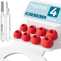 Pakaitiniai ausų kištukai "Airpods" 2/1 kartos ausinėms su valymo rinkiniu ir laikymo dėžute (B9 - XS/S/M/L (raudona)