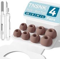 Pakaitiniai ausų kištukai "Airpods" 2/1 kartos ausinėms su valymo rinkiniu ir saugojimo dėžute (B4 - XS/S/M/L (šviesiai ruda))