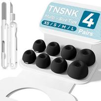 Pakaitiniai ausų kištukai "Airpods" 2/1 kartos ausinėms su valymo rinkiniu ir laikymo dėžute (XS/S/M/L (juoda))