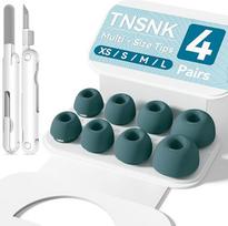 Pakaitiniai ausų kištukai "Airpods" 2/1 kartos ausinėms su valymo rinkiniu ir saugojimo dėžute (B8 - XS/S/M/L (pušų lapų žalia))