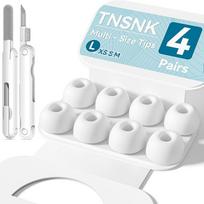 Pakaitiniai ausų kištukai, skirti "Airpods" 2/1-os kartos ausinėms su valymo rinkiniu ir laikymo dėžute (L(4 poros, baltos spalvos)