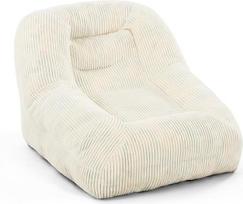 Pamapic Bean Bag, Suaugusiųjų Bean Bag su užpildymu, Bean Bag kėdė su atsilenkimo funkcija, Ergonomiškas Bean Bag, Vidinis Bean Bag kėdė svetainei, miegamajam, žaidimų kambariui, smėlio spalvos