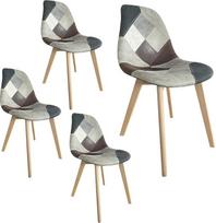 Paminkštintos "Patchwork" valgomojo kėdės su medinėmis kojelėmis, 2 vnt. 4 6 (rudos spalvos, 4)