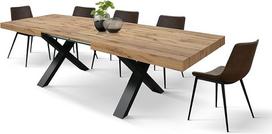 PAZZO DESIGN Marco išskleidžiamas stalas svetainei arba virtuvei, kryžminės kojos X juoda, pagamintas Italijoje, kaimiškas ąžuolas, 180 x 90 x 76 cm - id_1998