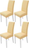 PETCUTE Stuhlhusse stuhlbezug Stretch Hussen für Stühle Spandex Stuhlhussen für Hochzeit Beige 4er Set