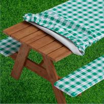 Pikniko stalo dangtis su suoliukų dangteliais su elastiniu vinilo flanelės pagrindu tinka 28" x 72" stalui Stačiakampio formos, atsparus vandeniui, lengvai valomas Žalias dizainas