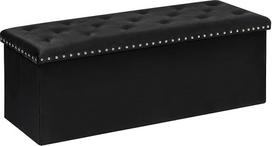 PINPLUS suoliukas su laikymo vieta, sulankstomas suoliukas su aksominiu užvalkalu, sulankstomas svetainės, miegamojo ir prieškambario suoliukas, 110 x 40 x 40 cm, juodas