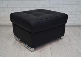 Quattro Meble Juoda natūralios odos "Pik" sulankstoma taburetė su laikymo erdve Taburetė Karvės odos sėdynė "Cube" 60 x 55 cm Kojinės minkštasuolis Minkšta taburetė Natūralios odos "Puff