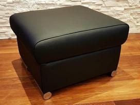 Quattro Meble Juoda natūralios odos taburetė Karvės odos sėdynės kubas 60 x 55 cm