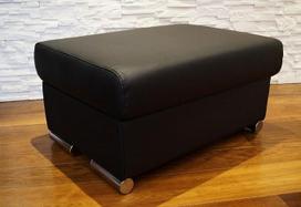 Quattro Meble Tikros odos sulankstoma taburetė su laikymo erdve Taburetė Karvės odos sėdynės kubas 75 x 55 cm Juoda tikros odos pufas su chromo kojelėmis