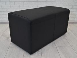 Quattro Meble Tikros odos taburetė 80 x 40 x 40 cm Karvės odos sėdynė Kubas Kojinė minkštasuolis Minkšta taburetė Tikra oda Puff Black