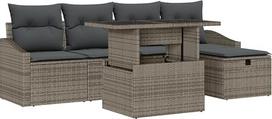 Rantry Modelis3361158 6 dalių sodo sofos komplektas su pagalvėle Pilka polietileninė rotango sodo poilsio zona